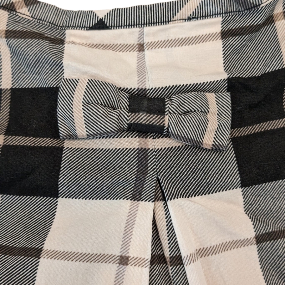 Kate Spade Cream Black Plaid Ruffle Button Popover Top Girls Size 14Y (XL) - Picture 8 of 8